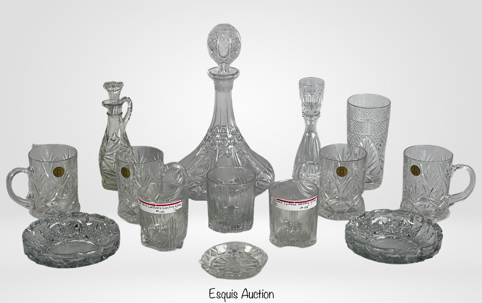 Vintage Crystal & Glass Decanter, Whiskey Glasses (1 of 7)