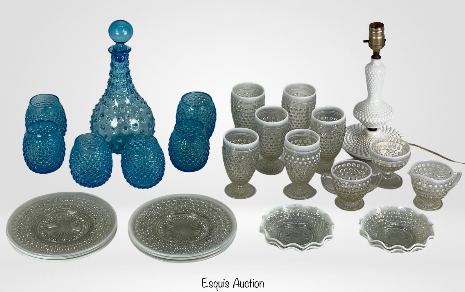 Vintage Blue, Milk, Opalescent Hobnail Glass Group (1 of 7)