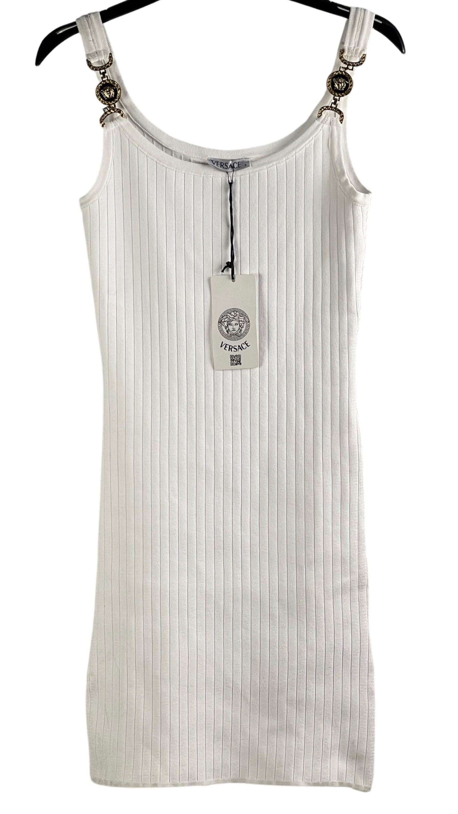 Versace White Summer Sleeveless Mini Dress (1 of 4)