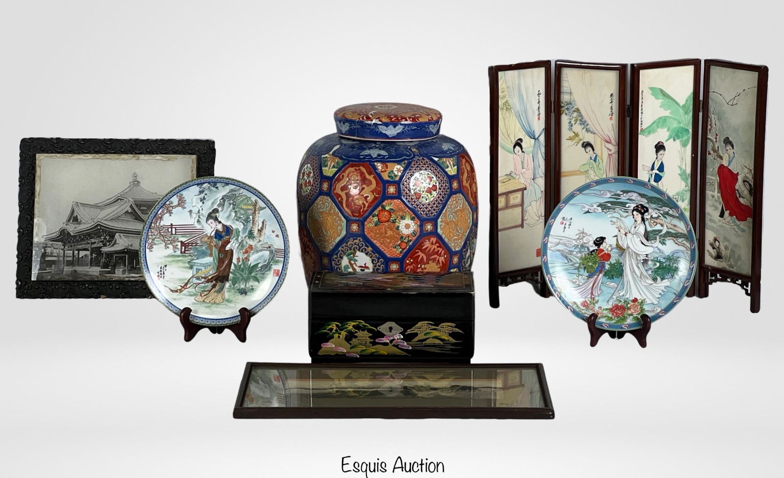 Asian/ Chinese Decorative Lot- Ginger Jar, Plates, (1 of 8)