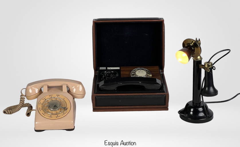 Vintage Rotary Telephones & Candlestick Phone Lamp