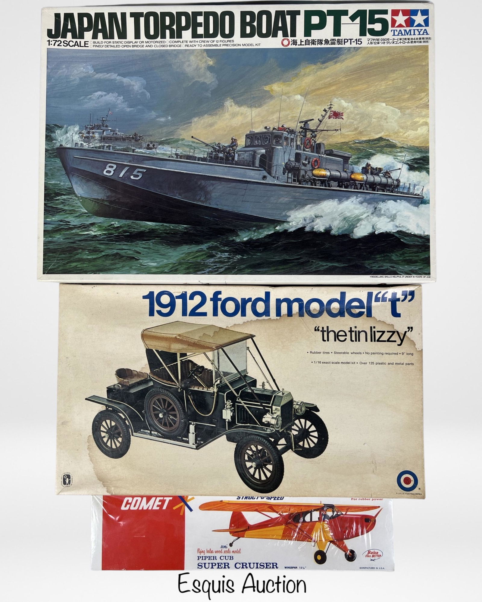 Vintage Model Kits- Torpedo Boat, Ford T, Airplane (1 of 3)