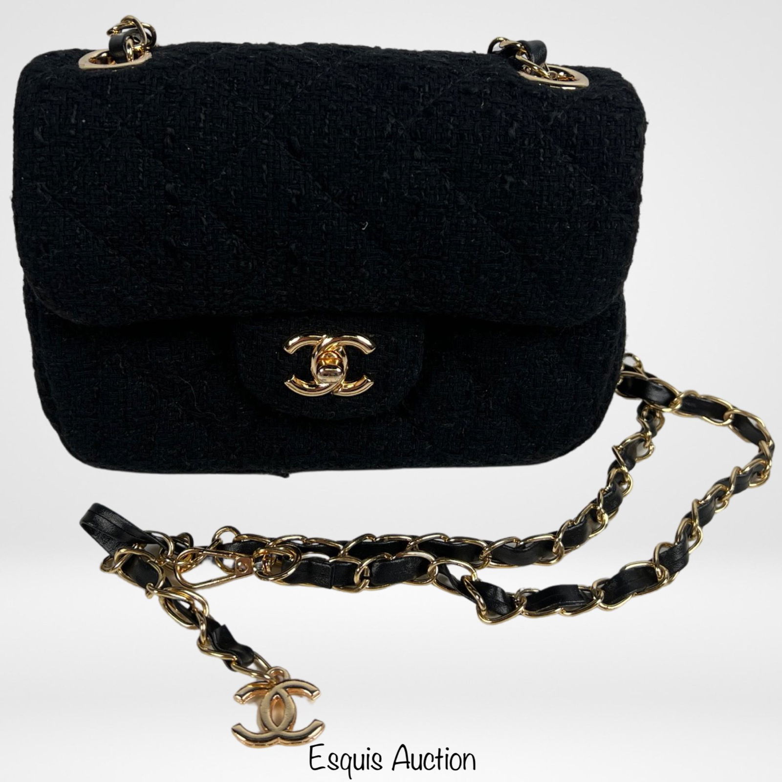 Chanel Black Velvet  Mini Square Flap Bag (1 of 6)