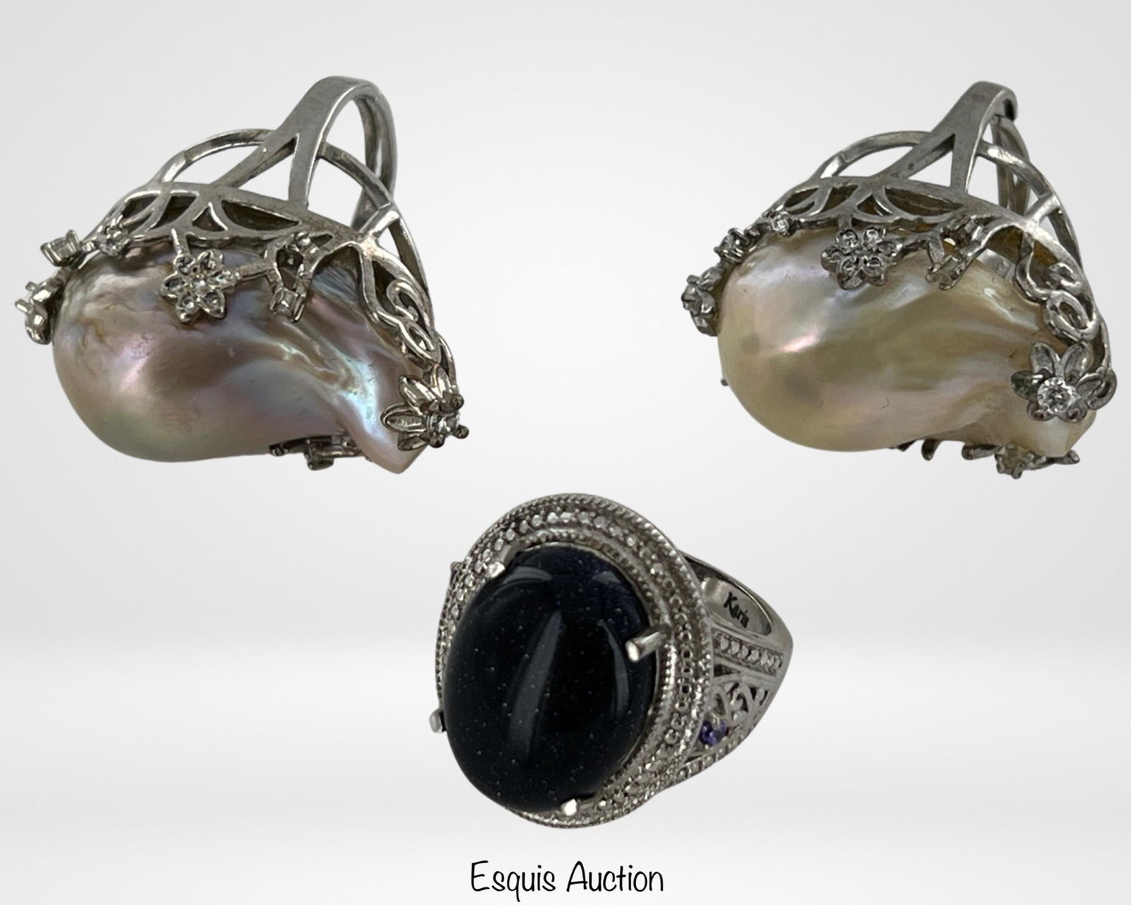 Elegant Lady's Baroque Pearls Rings & Goldstone Ri (1 of 9)