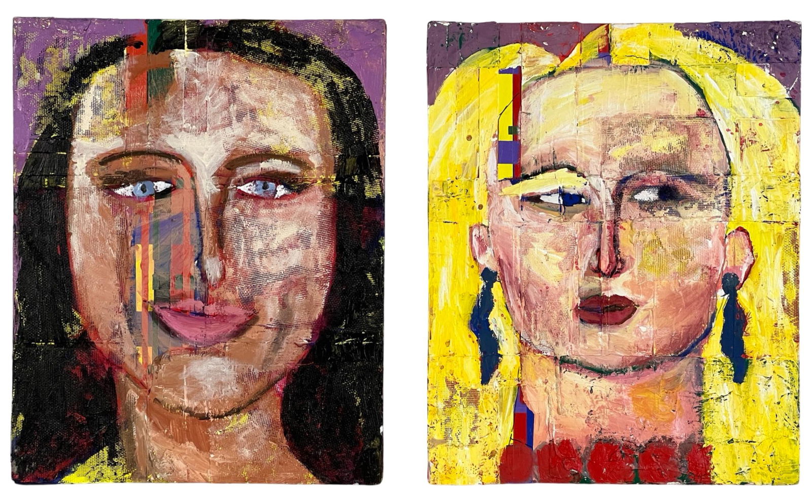 Mixed Media Contemporary Lady Portrait Paintings (1 of 5)