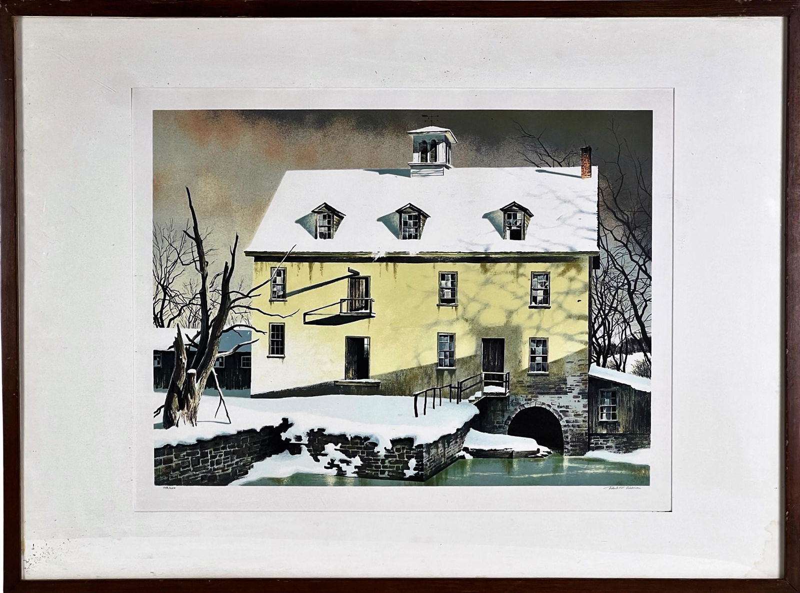 Robert Addison -Eastern Mill LE Signed Serigraph: "Eastern Mill" is a captivating limited edition serigraph by Robert Addison, showcasing the artist's exceptional talent and attention to detail. This mesmerizing artwork depicts an Eastern Mill scene