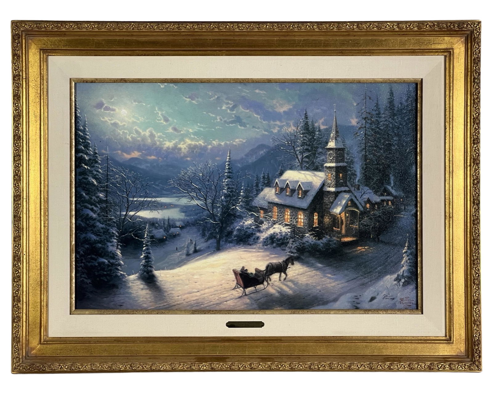 Thomas Kinkade- Sleight Ride Signed LE Giclee Art (1 of 5)