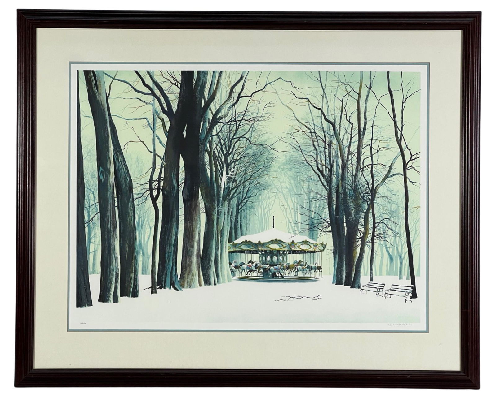 Robert Addison Winter Carousel LE Signed Serigraph (1 of 6)
