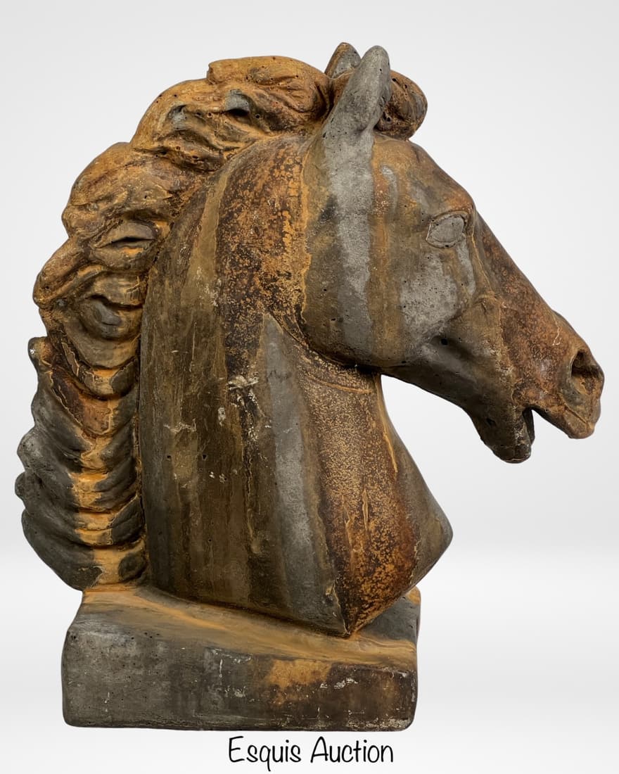 Concrete Horse Head Garden Sculpture Auction