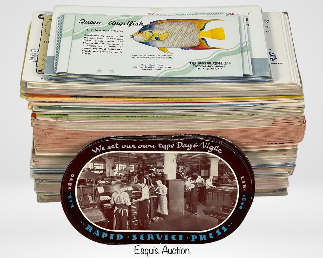 Collection of Vintage Ink Blotters: Explore a vast and captivating collection of Vintage Ink Blotters, a delightful assortment of historical artifacts that once graced desks and writing tables. These ink blotters, now considered charmin