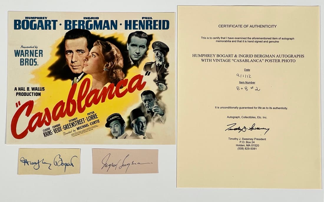 Humphrey Bogart & Ingrid Bergman Autographs (1 of 2)