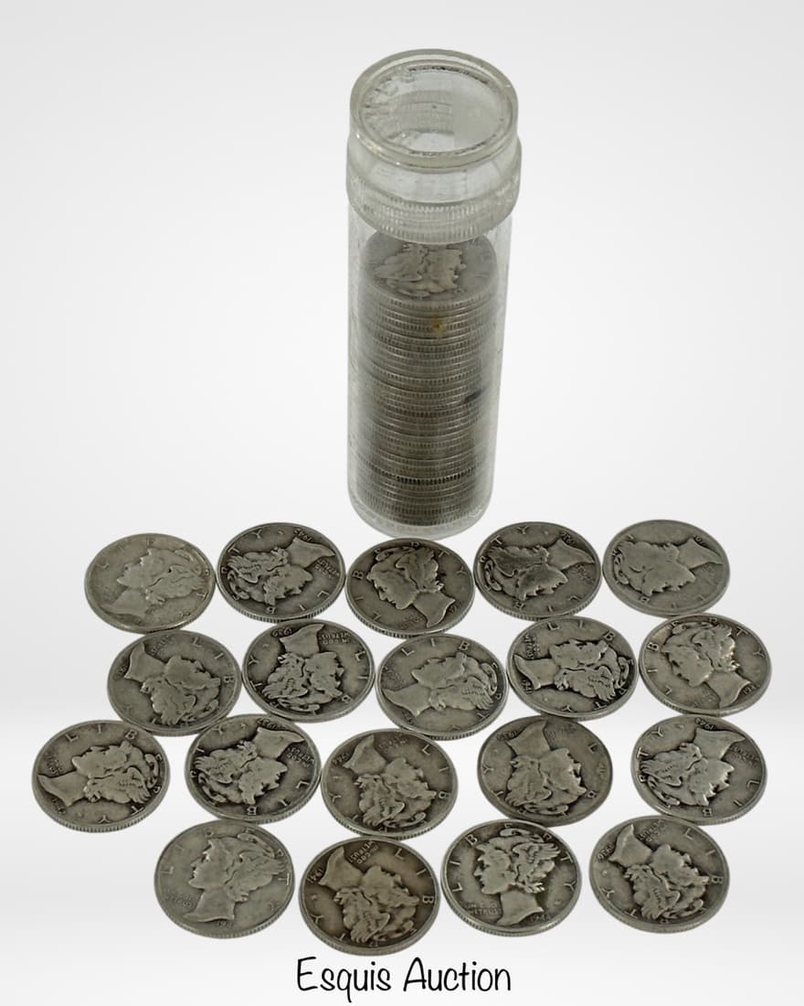 Fifty Unsearched US Silver Mercury Dime Coins (1 of 2)