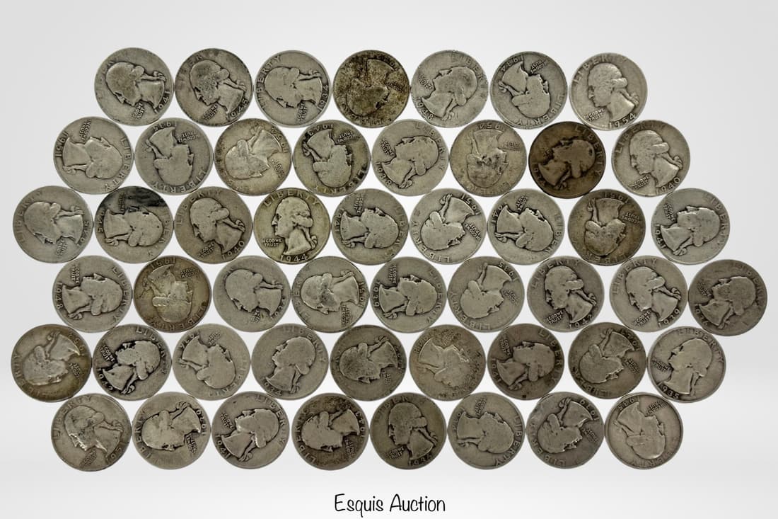 50 Unsearched US Silver Washington Quarter Coins (1 of 4)