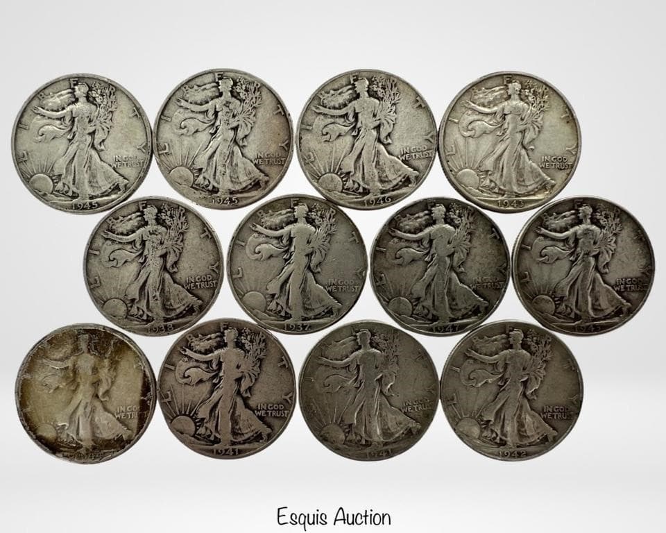 12 US Silver Walking Liberty Half Dollar Coins (1 of 3)