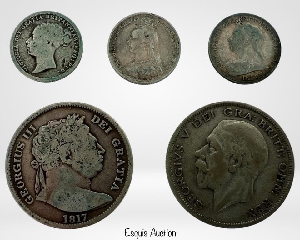 1817 UK King George III Half Crown & Silver Coins (1 of 6)
