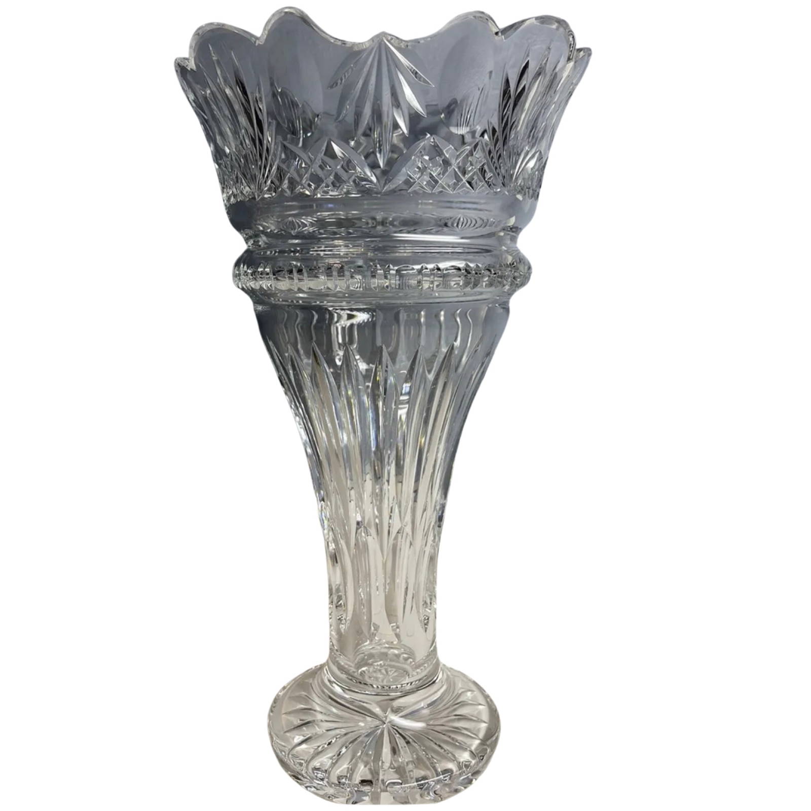Large Waterford Cut Crystal Princess Vase Retired Auction