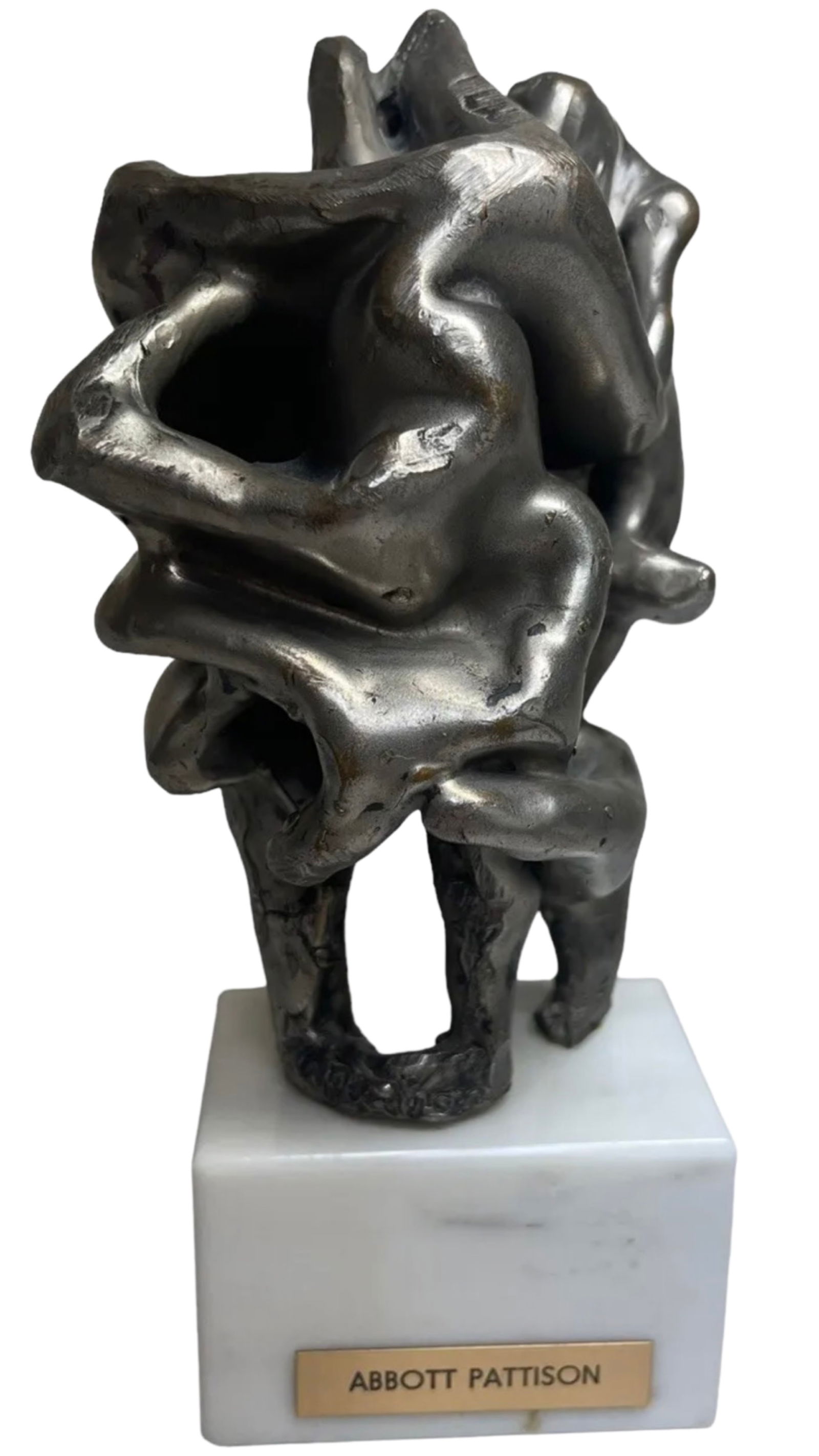 MCM Abstract Sculpture Brutalist Abbott Pattison: Mid Century Brutalist Chicago Artist Abbott Pattison Abstract Sculpture Signed By Artist.Good Condition,Size 8 Inches Tall