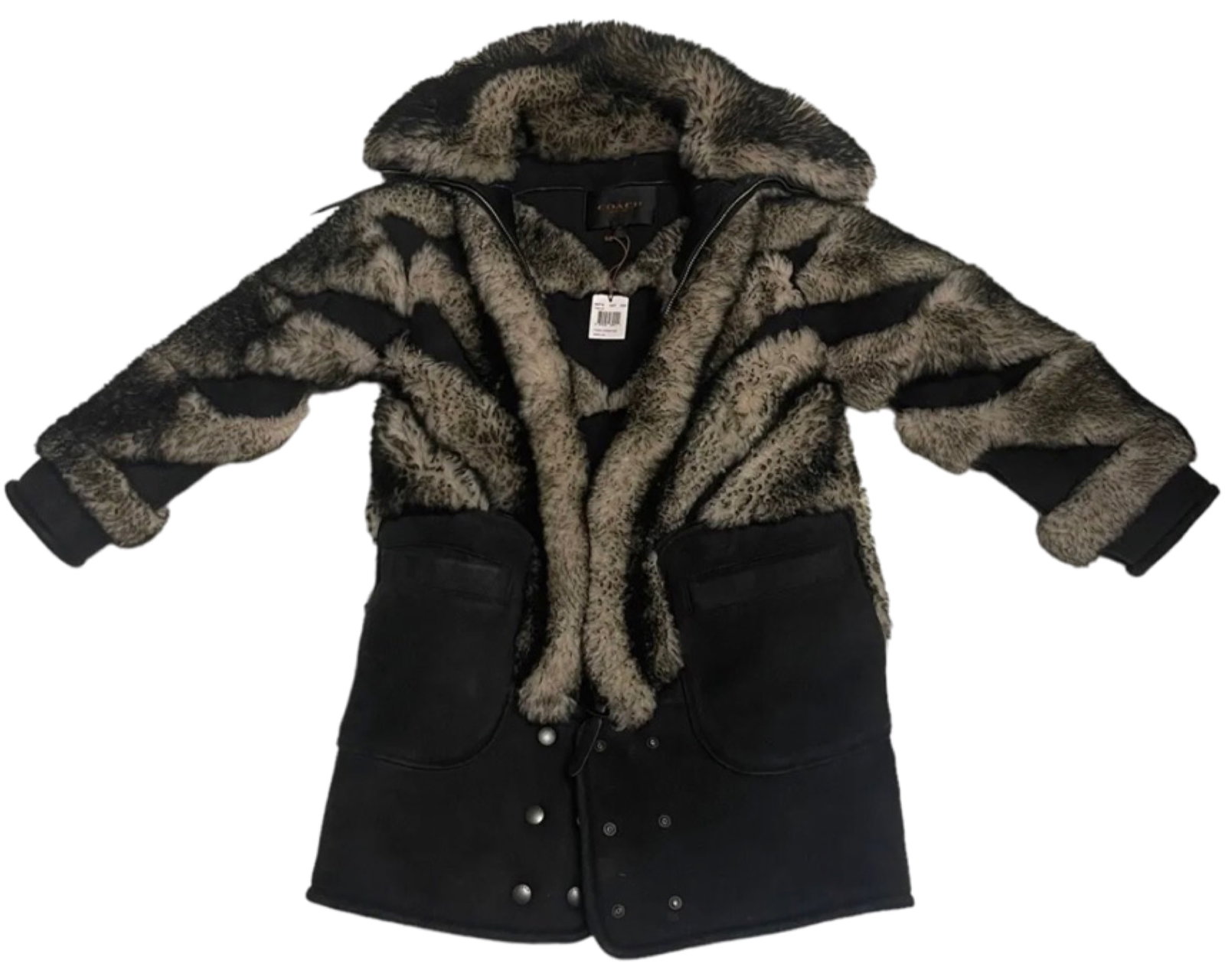 Coach Sheepskin Coat Leather Lamb Shearing: Womens Coach Pieced Sheepskin Coat Natural Leather w/ Lamb Shearing Black.Mint Condition With Tags.Size XXS