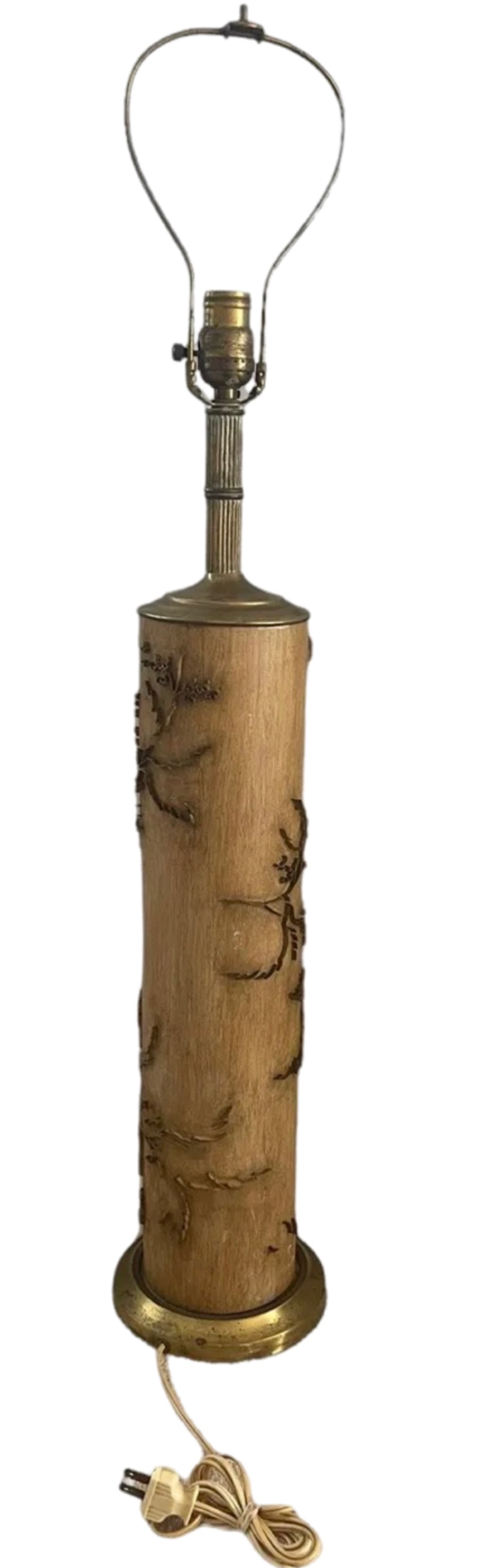 Vintage Wooden Wallpaper Roller Table Lamp Auction