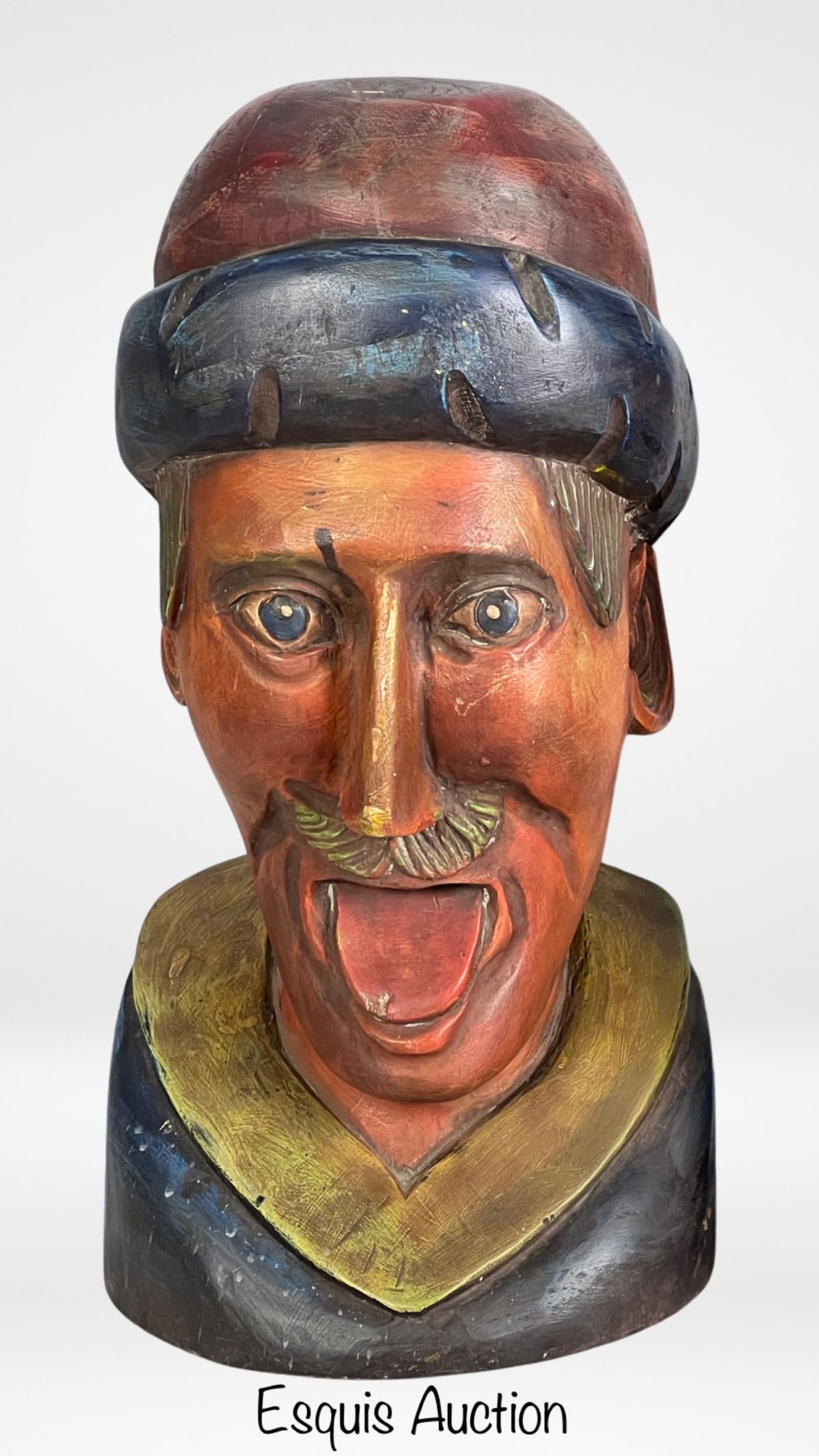 Large Wood Carved Pharmacy "Gaper" Head (1 of 5)