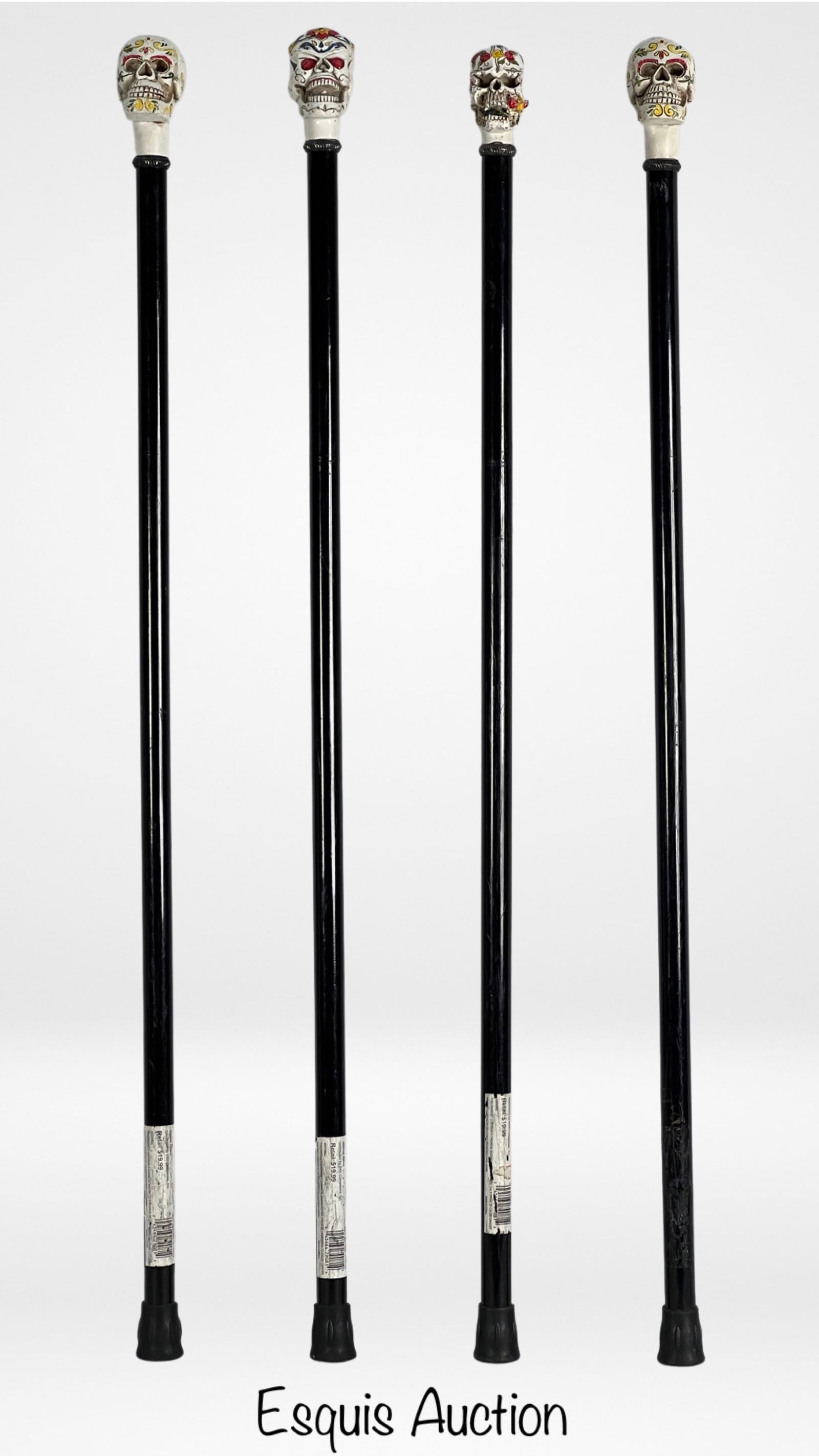 Four Calavera Flower Mexican Skull Walking Sticks (1 of 4)