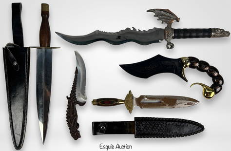 Group of Daggers & Fantasy Knives: Group of Daggers & Fantasy Knives. 11 1/2" to 22" long.