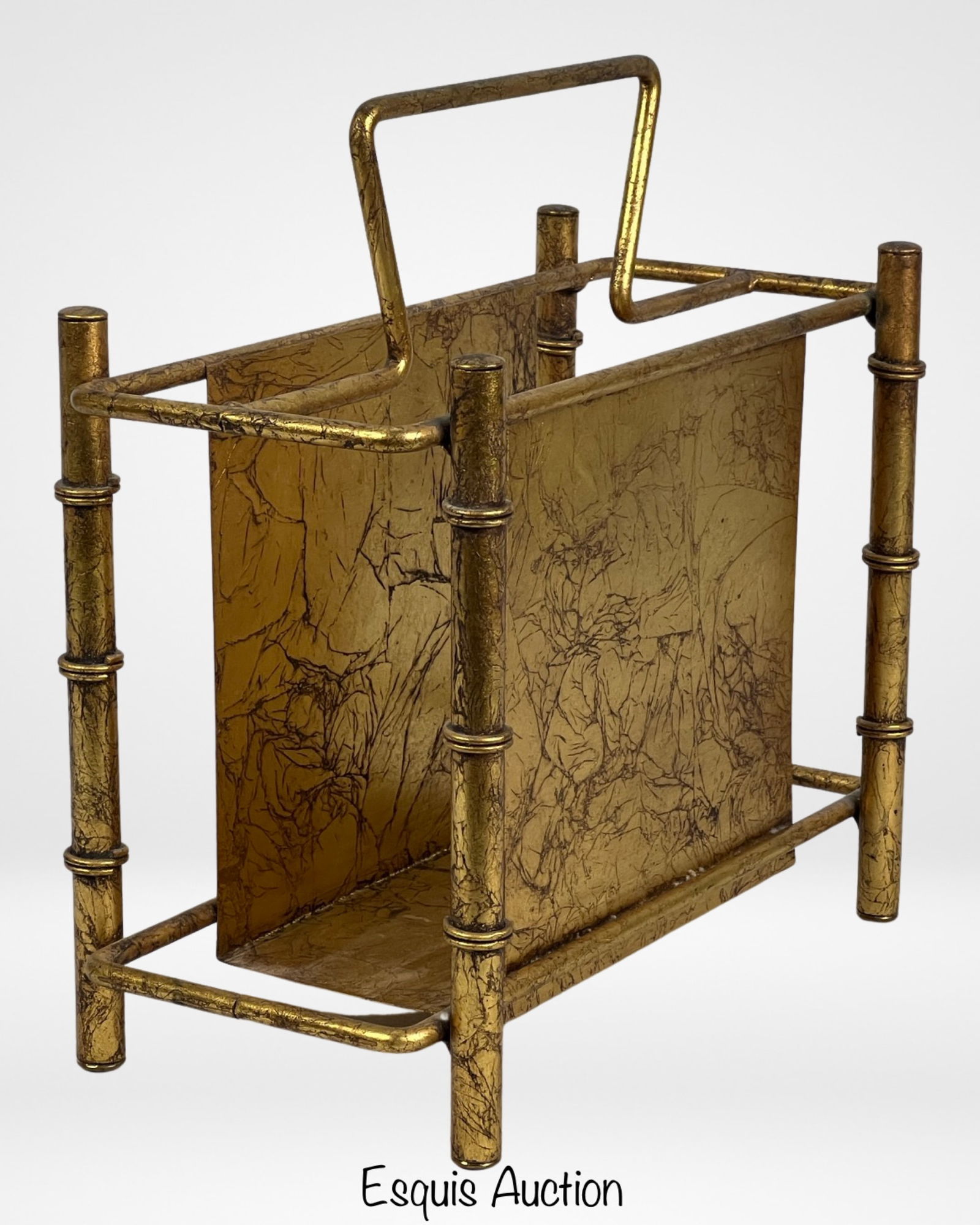 MCM Hollywood Regency Gilt Metal Magazine Rack (1 of 5)