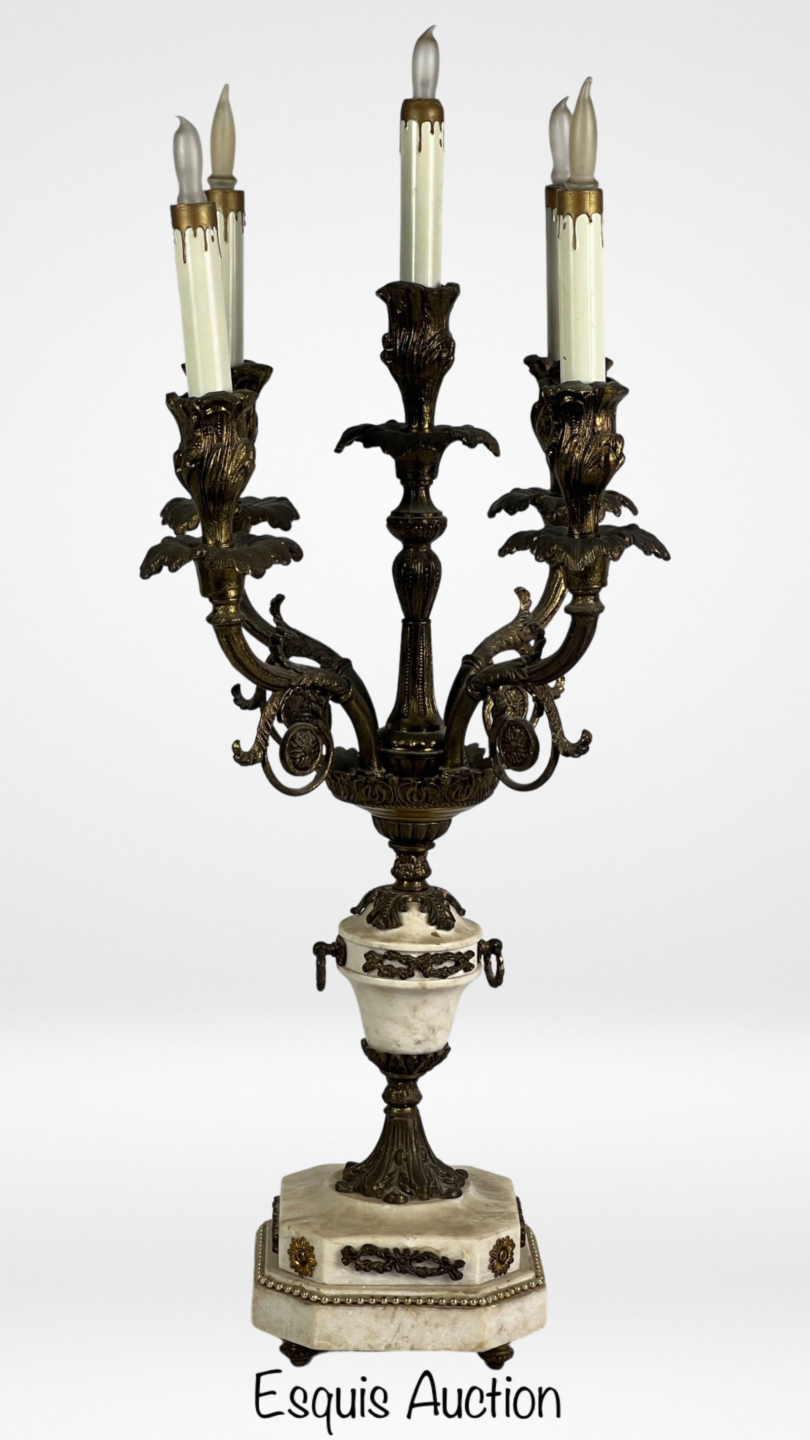 Empire style Bronze Candelabra Electric Table Lamp (1 of 6)
