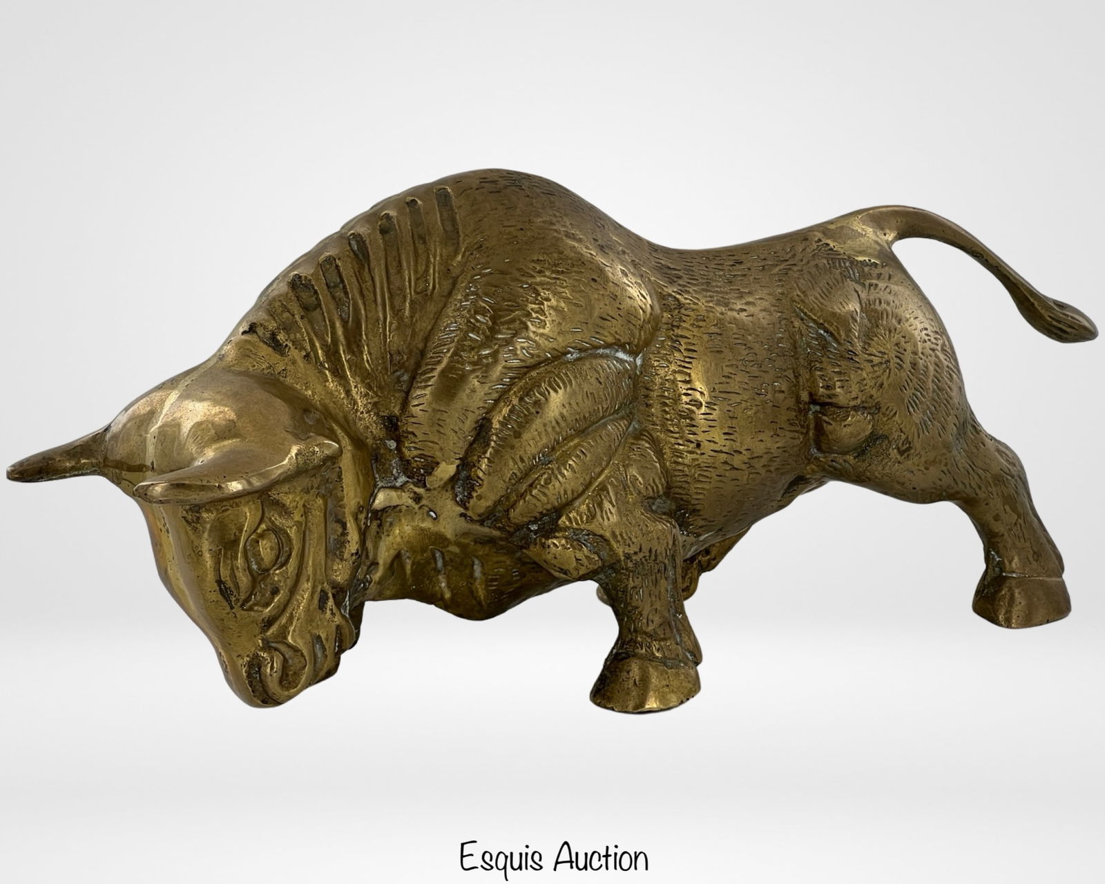 Vintage Solid Brass Charging Bull Figurine (1 of 5)