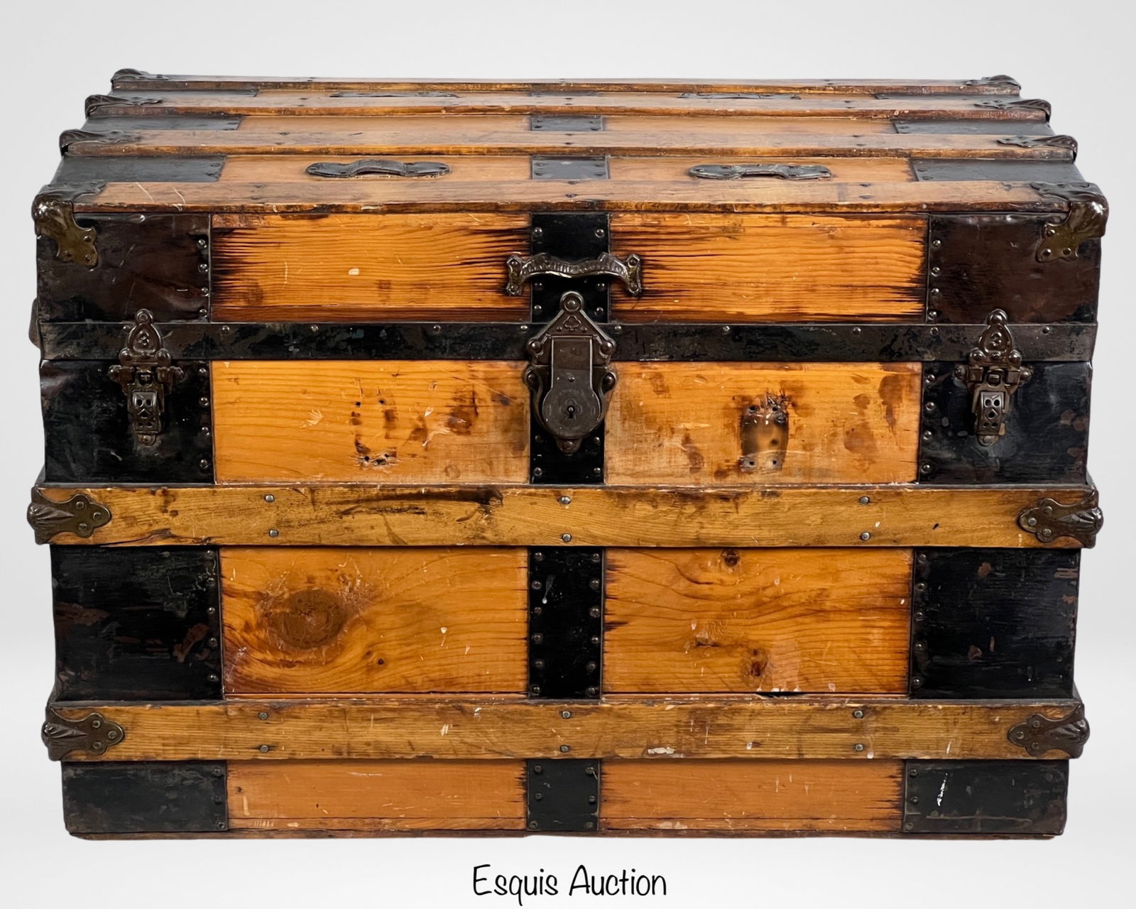 19th C Wood Iron Strap Steamer/ Travel Trunk (1 of 7)