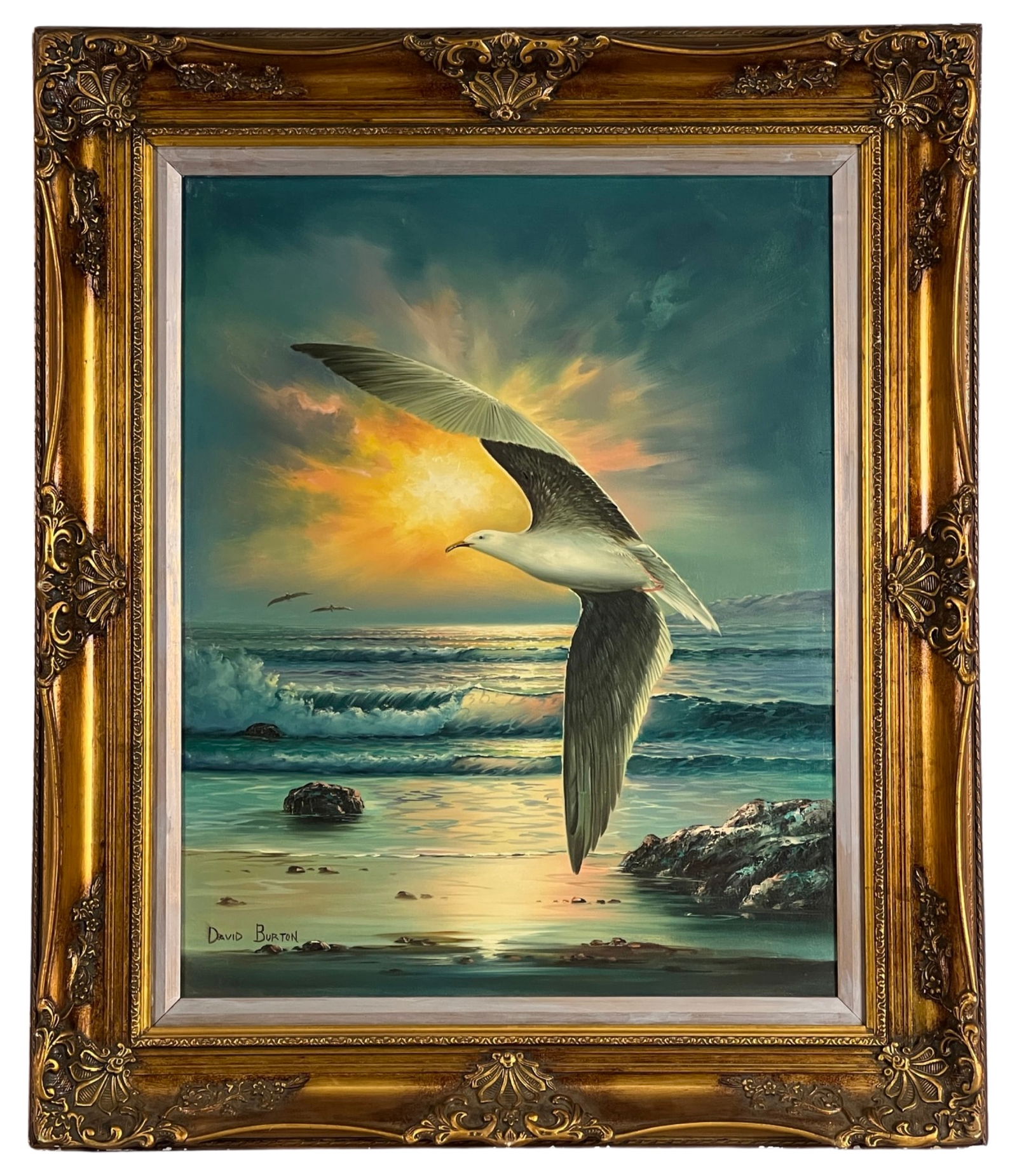 David Burton- Sea Shore with Seagull Oil Painting (1 of 3)