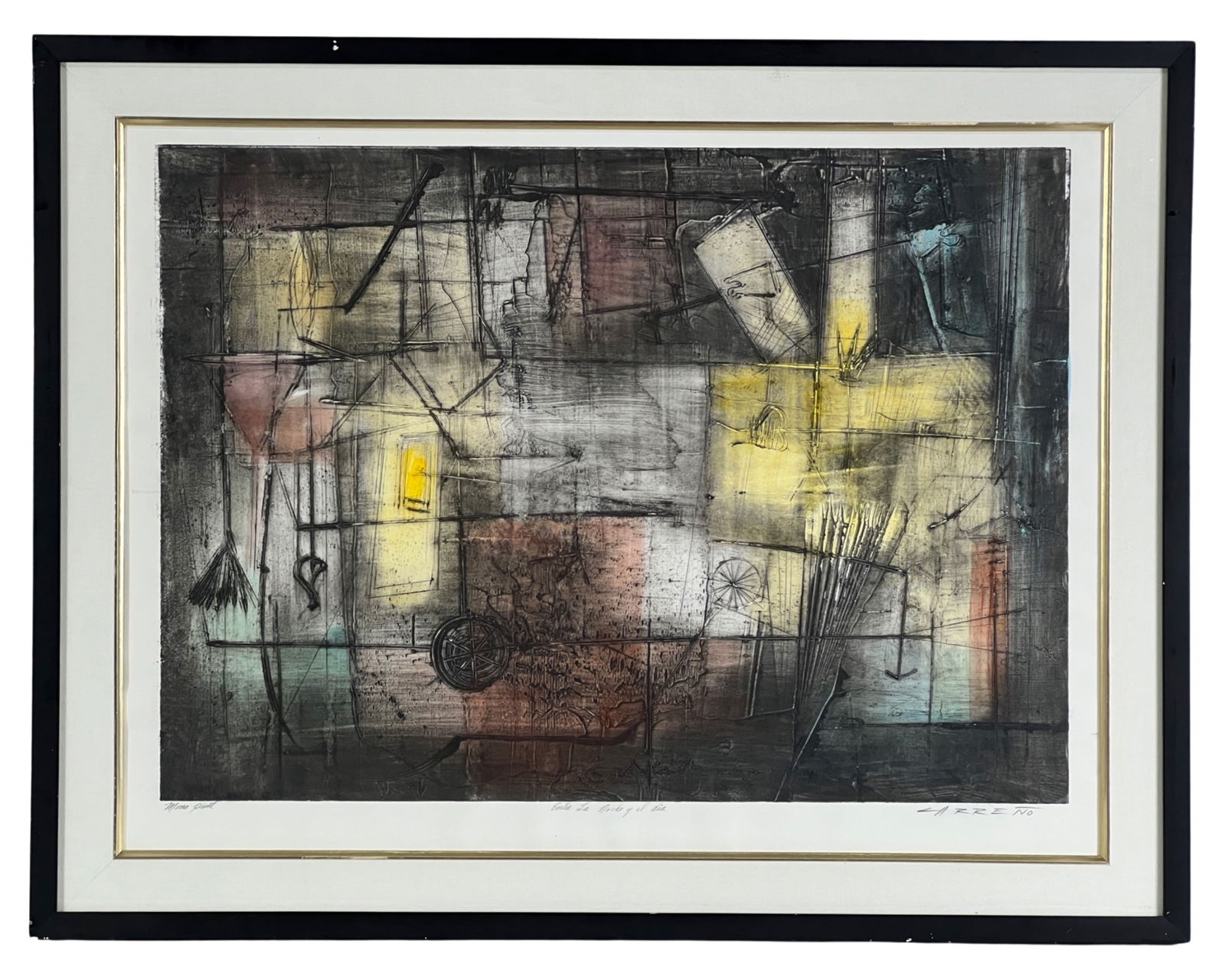 Antonio Carrero Hand Signed Abstract Art Monoprint (1 of 5)