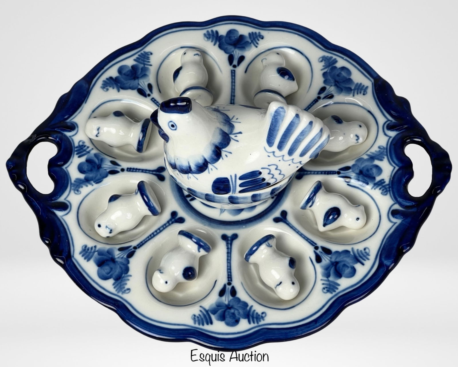 Gzhel Russian Hand Painted Easter Egg Tray with Cn (1 of 6)