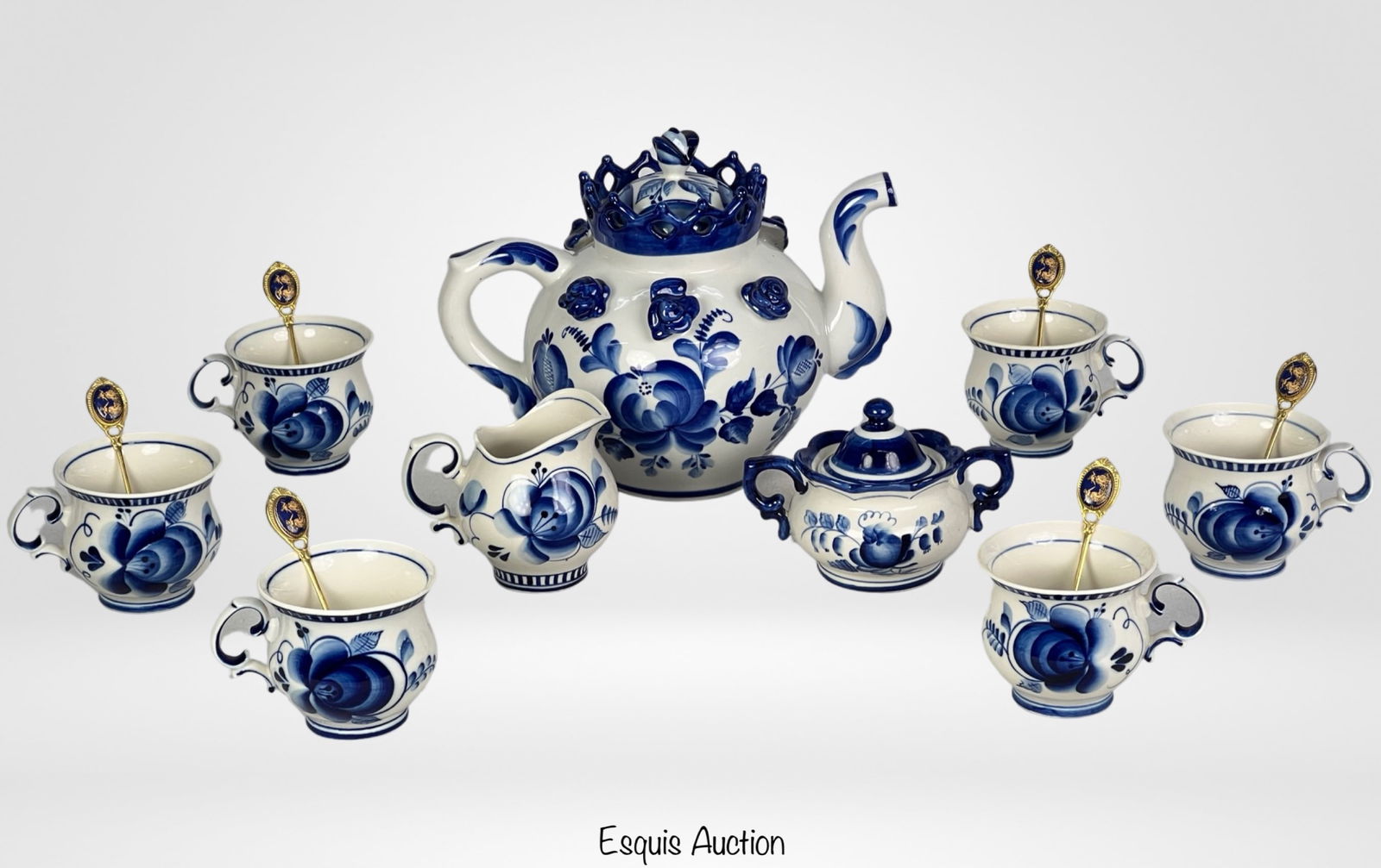 Gzhel Russian Hand Painted Porcelain Tea Set (1 of 6)