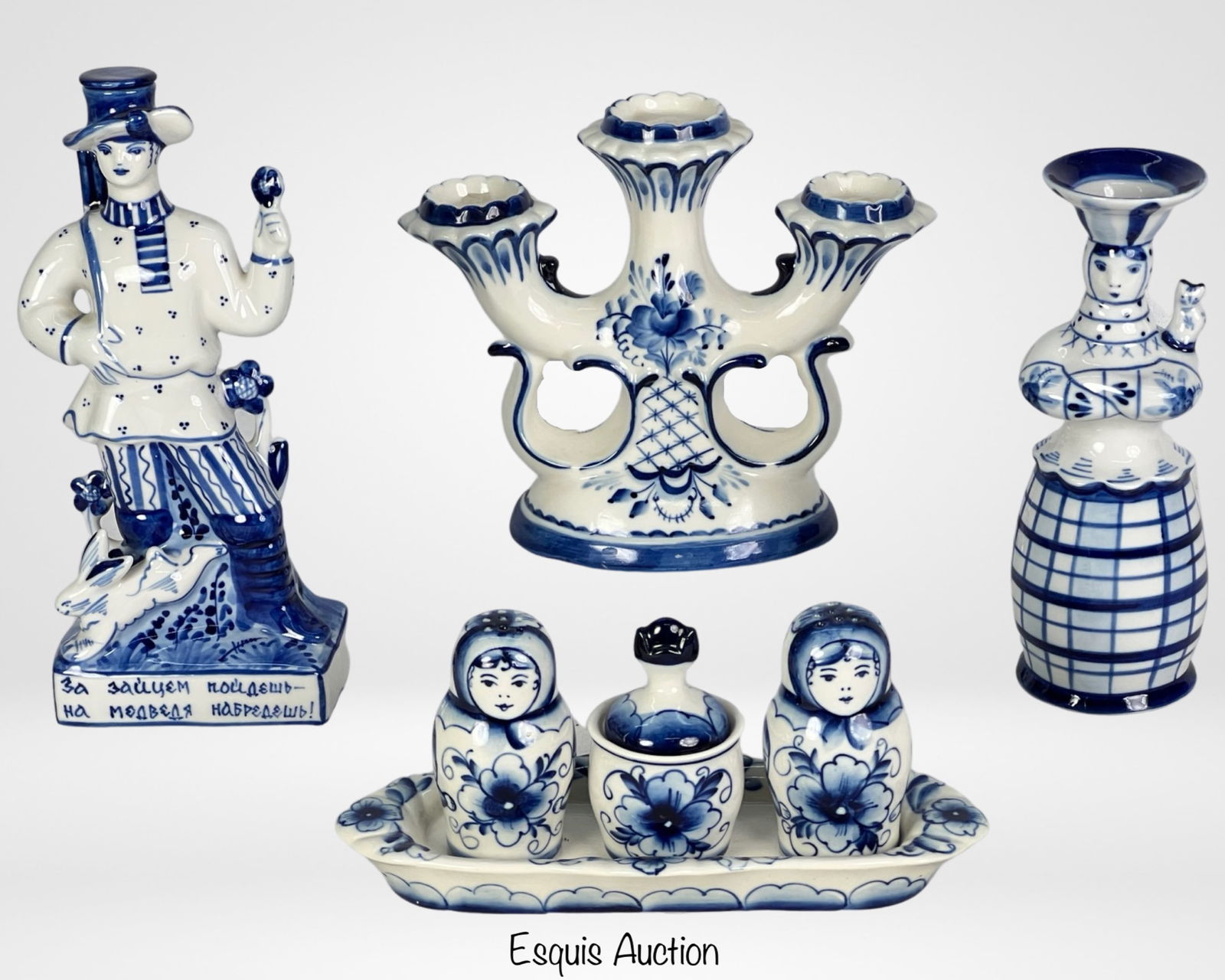 Assortment of Russian Gzhel Hand Painted Porcelain (1 of 5)
