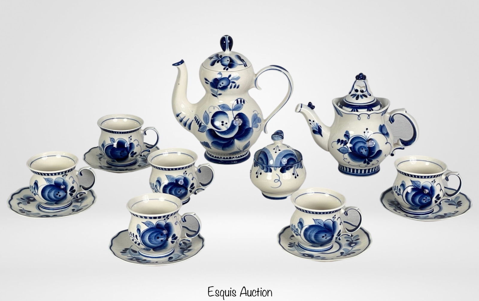 Gzhel Russian Hand Painted Coffee & Tea Set (1 of 4)