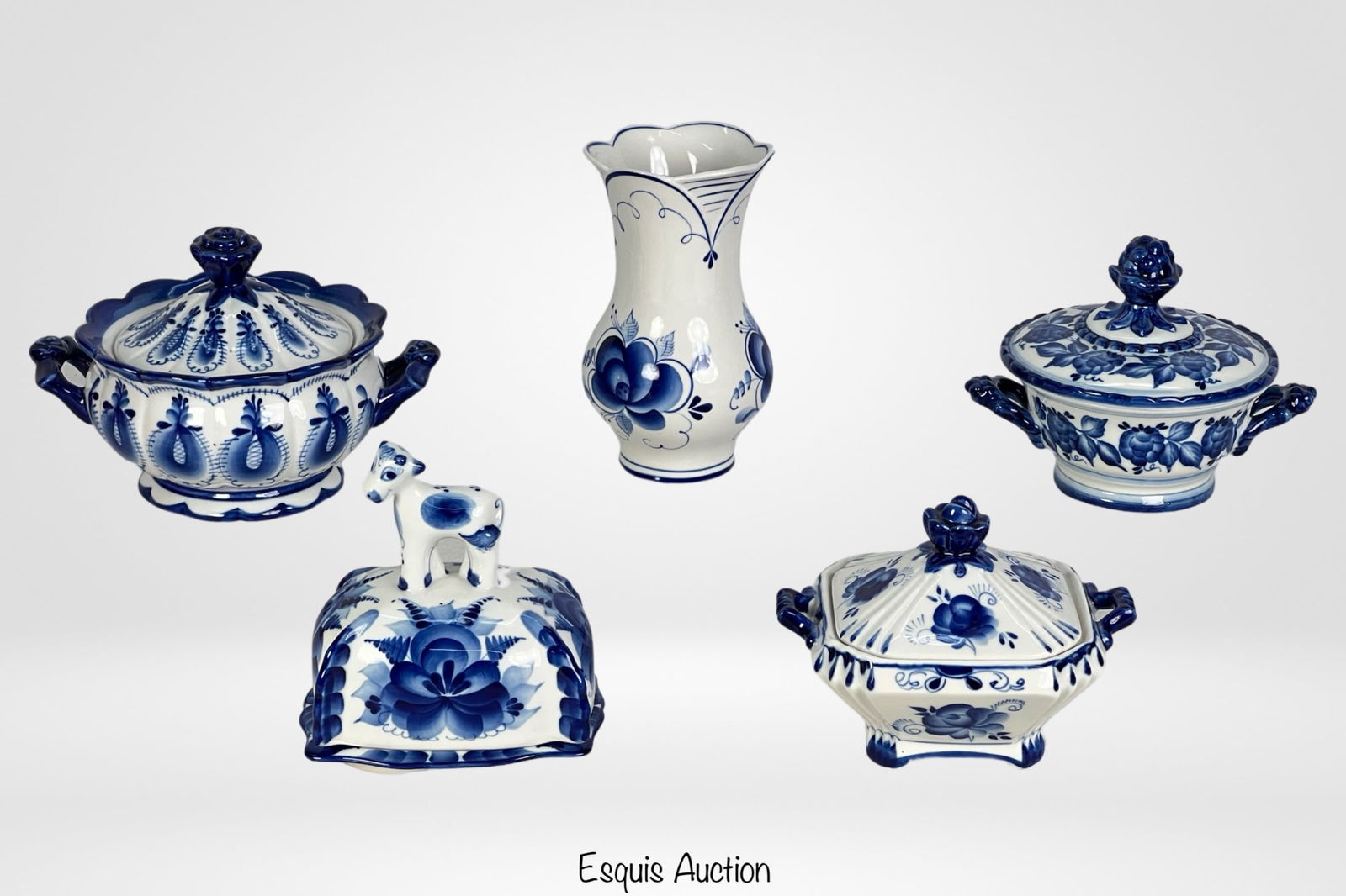 Assortment of Gzhel Russian Traditional Porcelain (1 of 5)