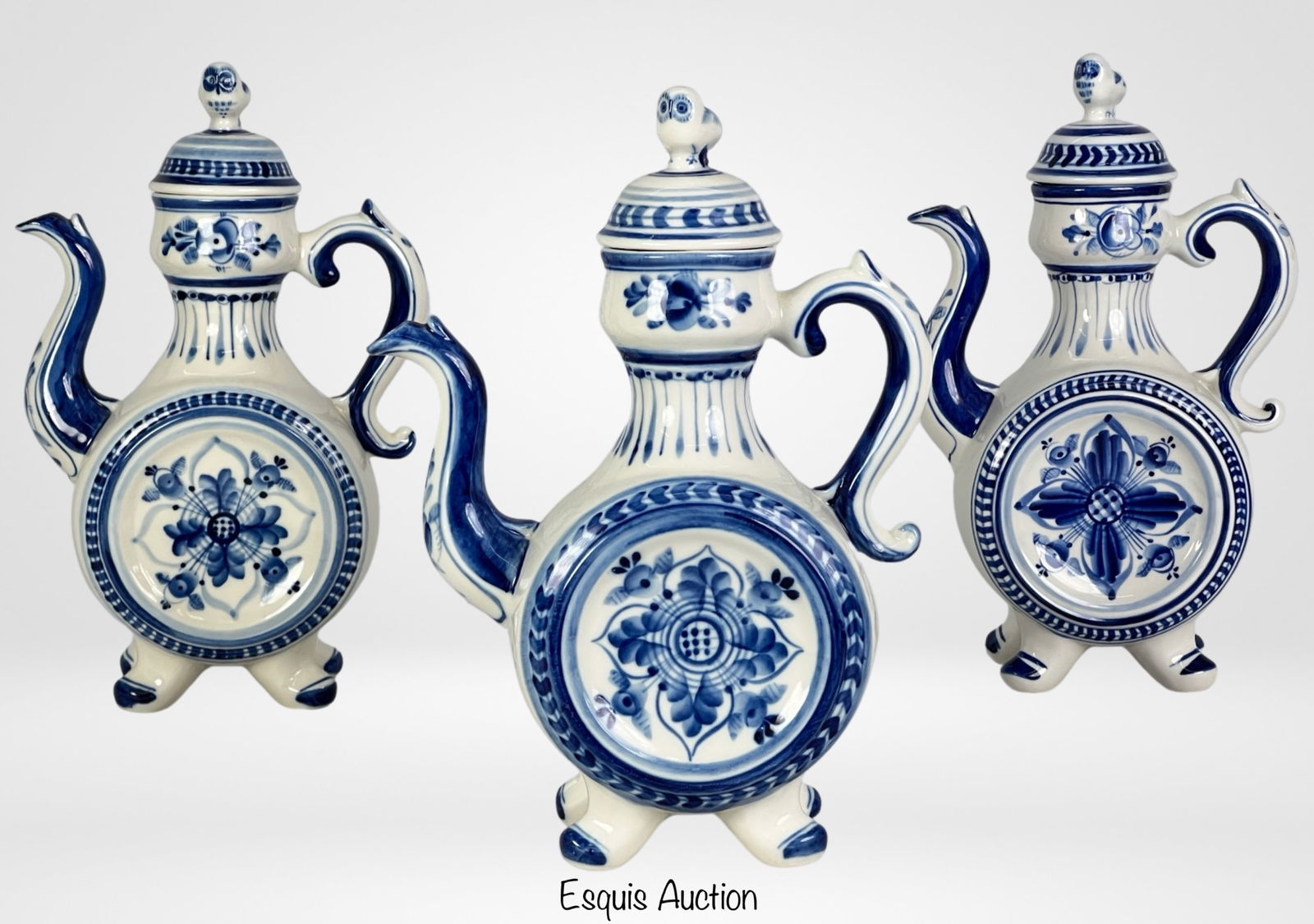 Gzhel Russian Hand Painted Jugs with Owls (1 of 4)