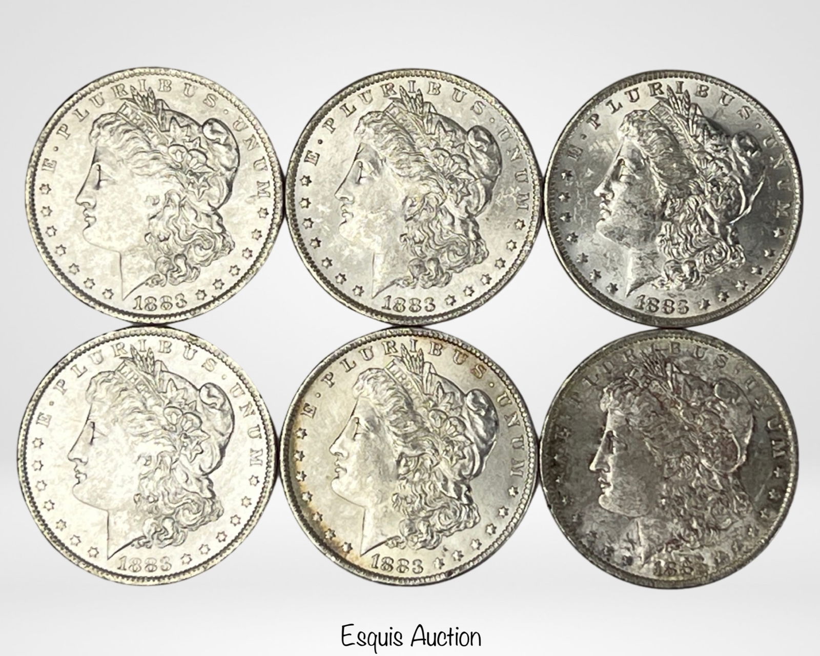 Six 1883-O US Silver Morgan Dollar Coins (1 of 2)