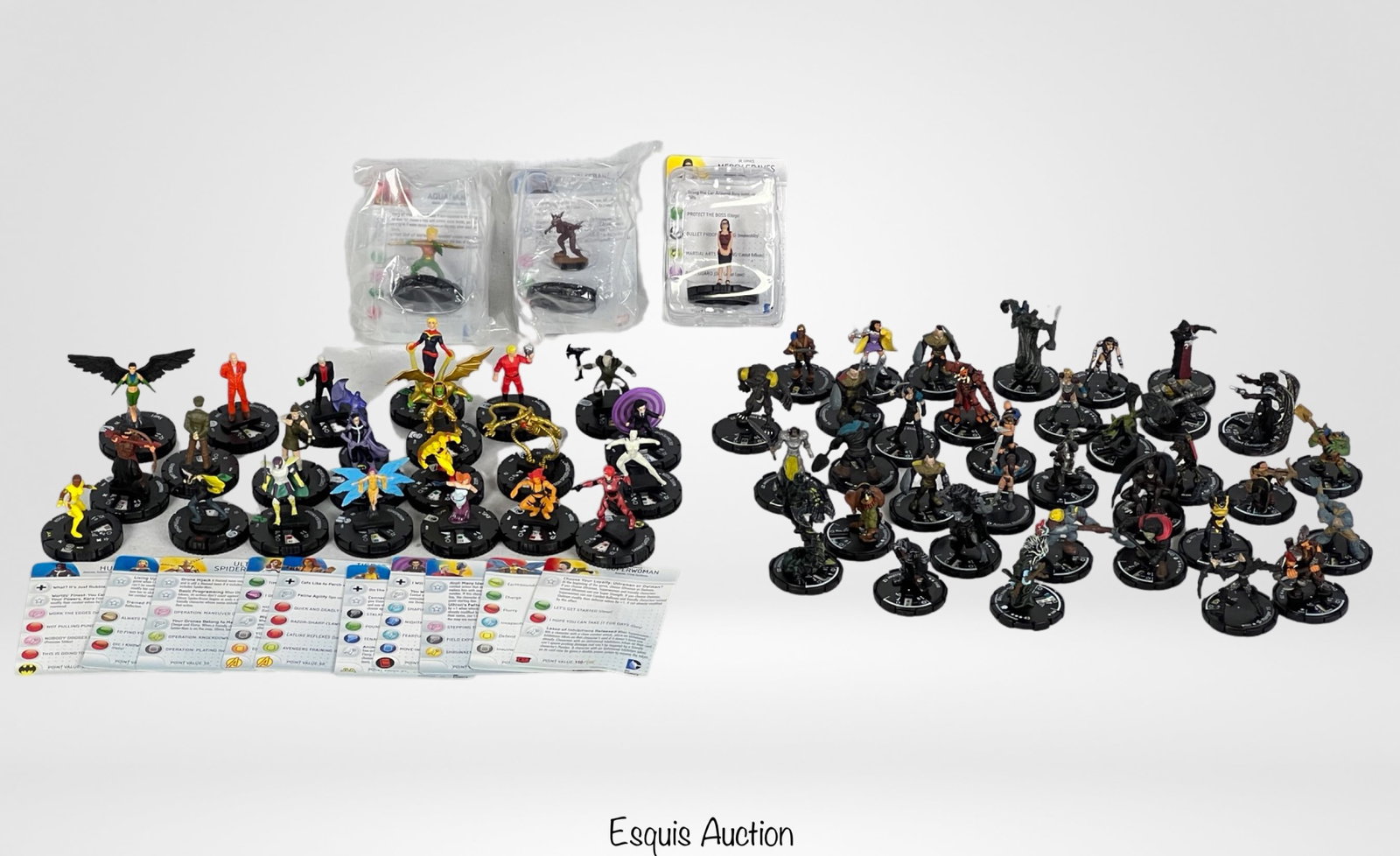 Heroclix Lot of Figurines- Marvel. DC. Superheroes: Lot of Heroclix Figurines including rare- Necromancer #149, Dwarven Miner #024, Diggen #259, etc...