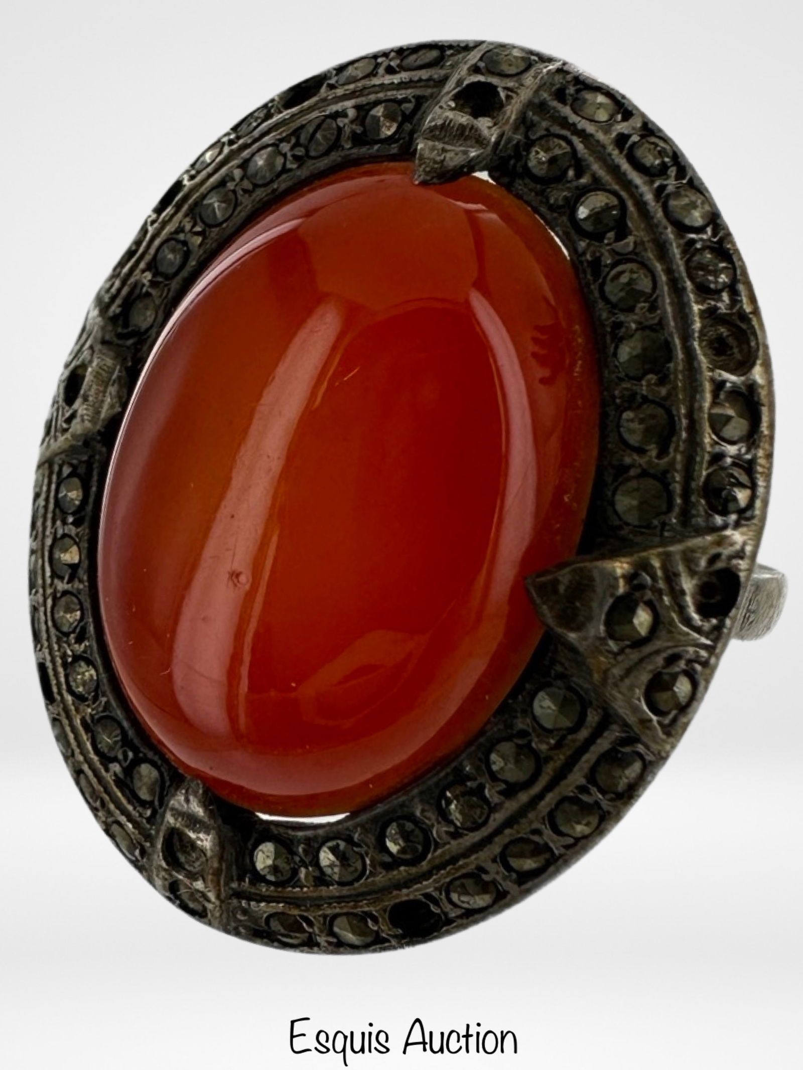 Vintage Lady's Sterling Silver & Carnelian Ring (1 of 4)