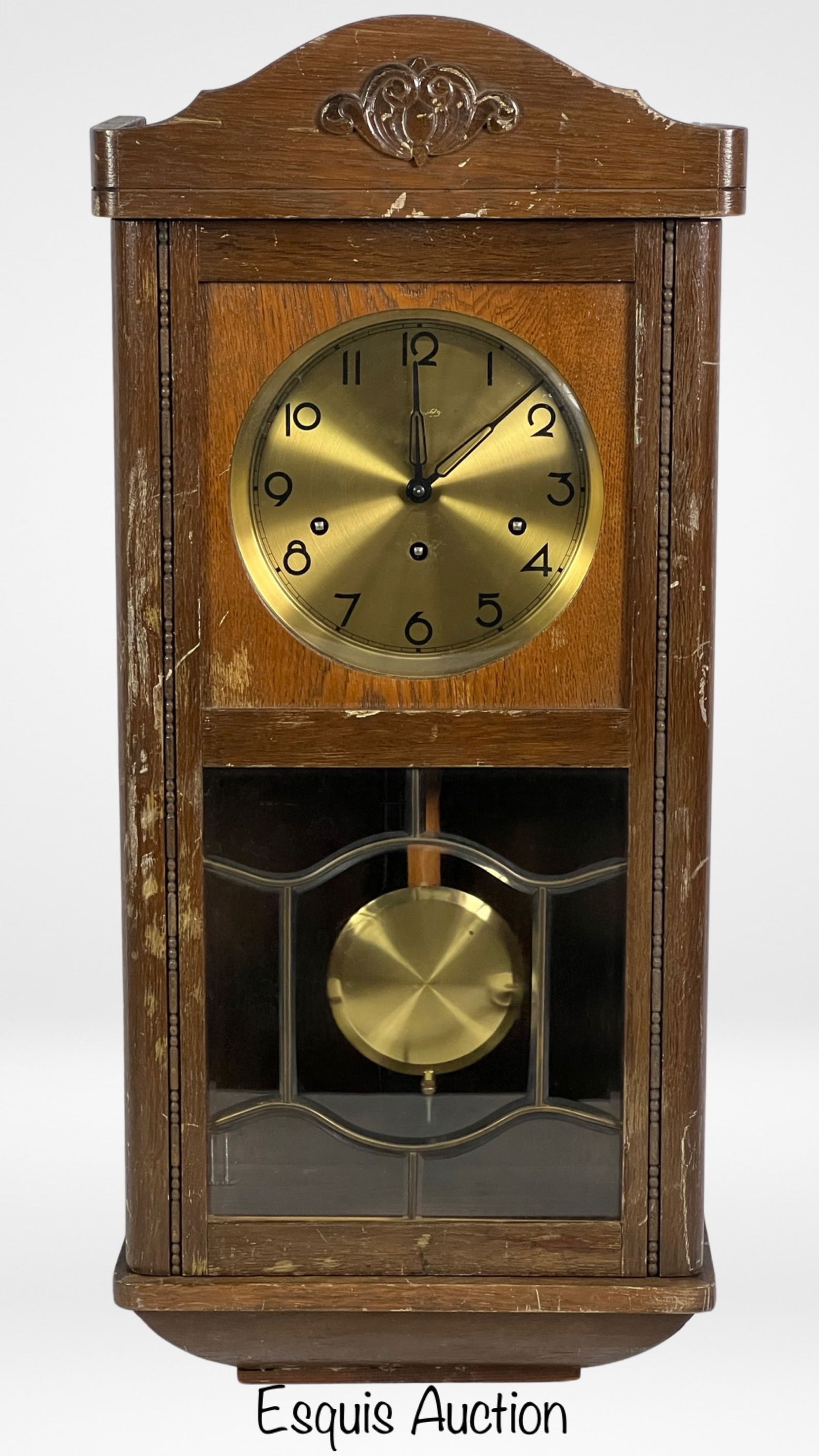 Vintage German Wall Clock in Wooden Case (1 of 4)