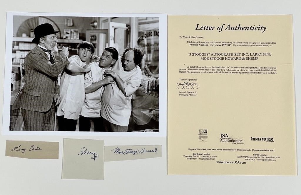 Three Stooges- Set of 3 Autographs/ Signatures (1 of 2)