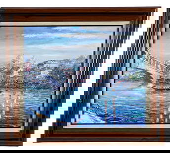 Cupertino Del Campo- Venice Oil Painting: Embark on a journey to the enchanting waterways of Venice with Cupertino Del Campo's (1873 - 1967/ Argentina) mesmerizing oil painting on canvas. This masterpiece captures the timeless allure of a Ven