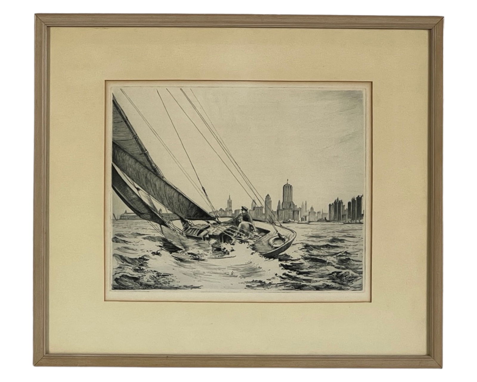 Leon Pescheret- Chicago Lake Scene Etching (1 of 4)
