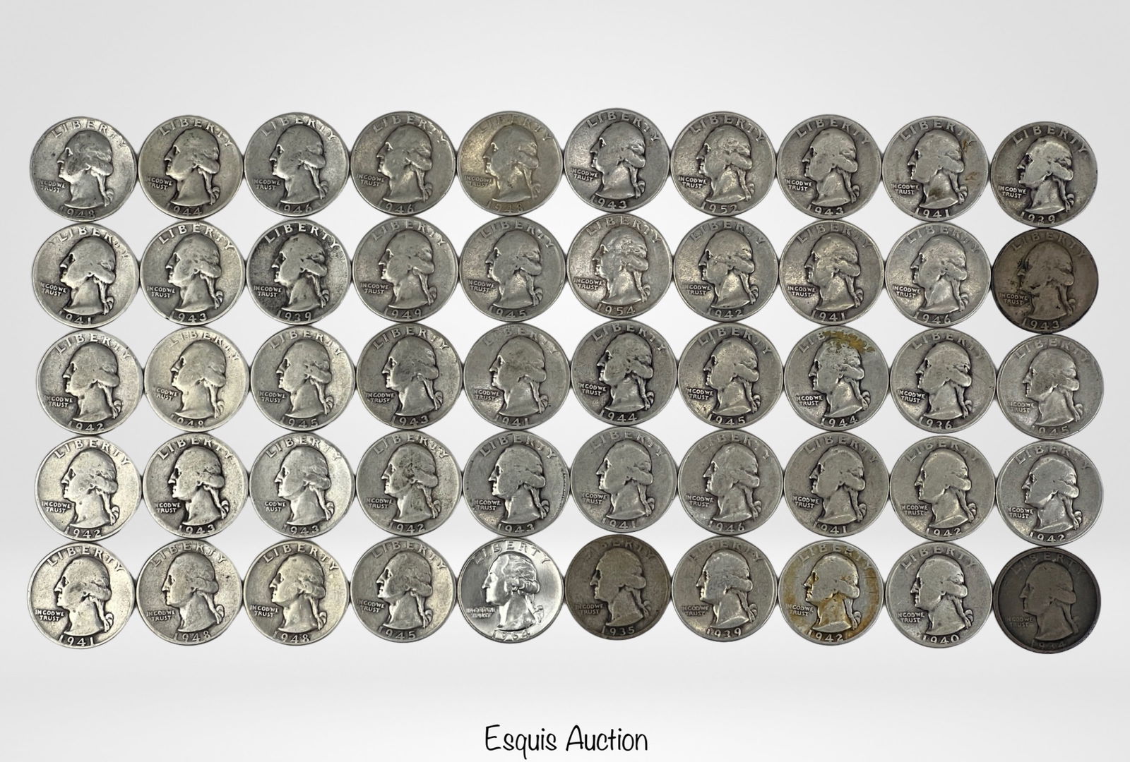 50 Unsearched US Silver Washington Quarter Coins (1 of 5)