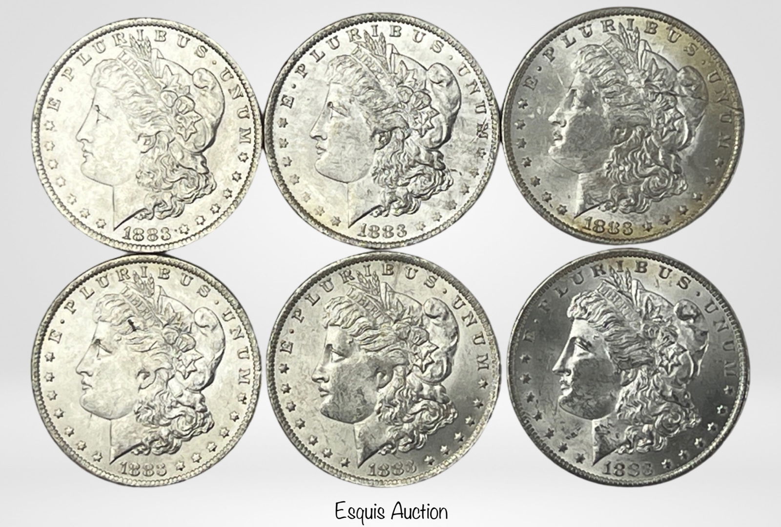 Six 1883-O US Silver Morgan Dollar Coins (1 of 2)