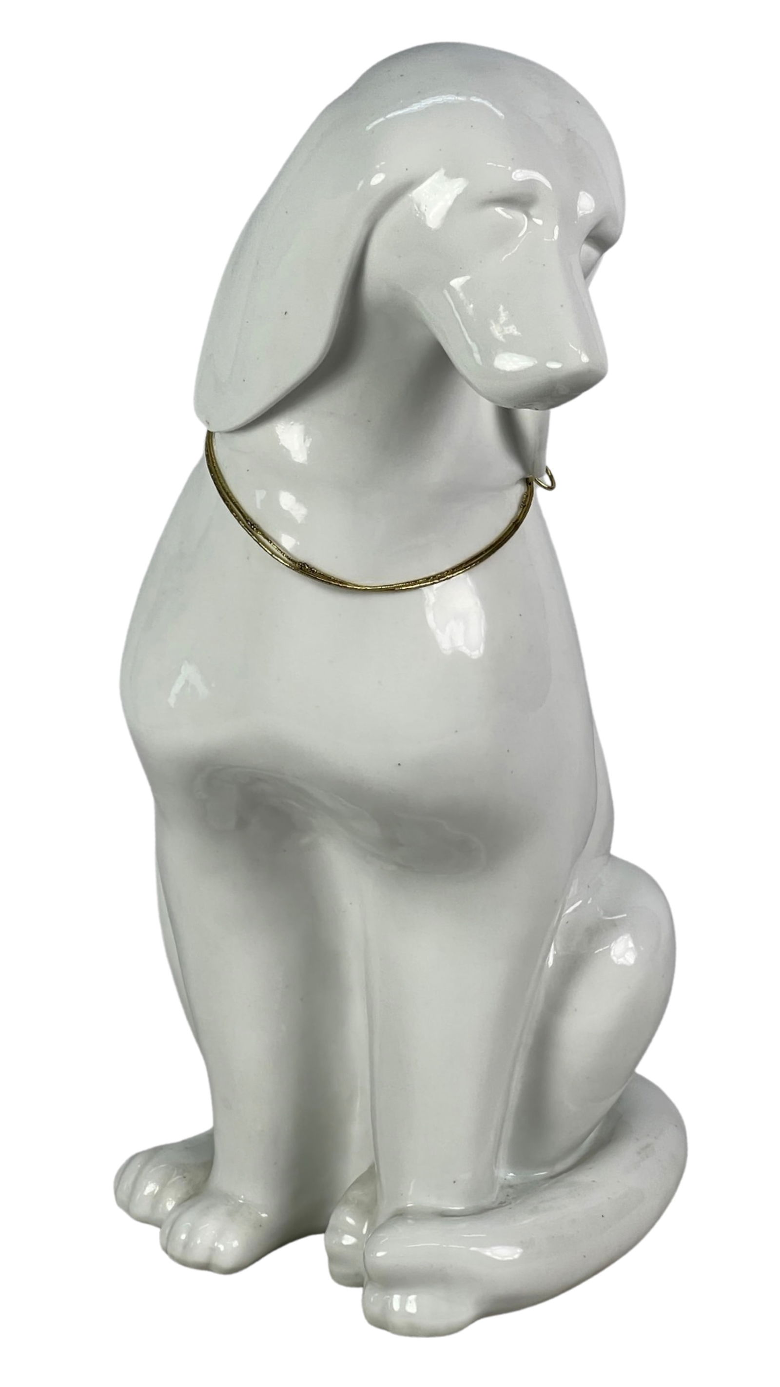 Large White Glazed Ceramic Dog Sculpture (1 of 4)