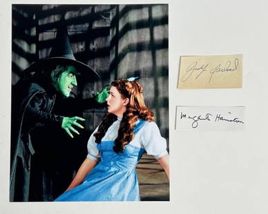 Judy Garland - Wizard of Oz Autograph: Presenting an extraordinary piece of cinematic history, the Judy Garland (Dorothy) and Margaret Hamilton (Witch) Autographs paired with an 8" x 10" "Wizard of Oz" Photograph. This collection encapsula