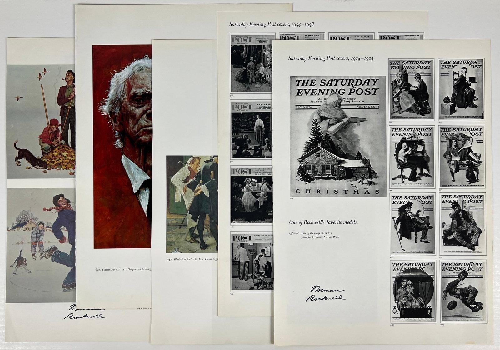 Norman Rockwell- 5 Autographed Art Book Pages: Capture the timeless charm of Norman Rockwell's iconic art with this autographed collection of five art book pages. Each page measures 12" x 17", showcasing Rockwell's masterful depiction of everyday 